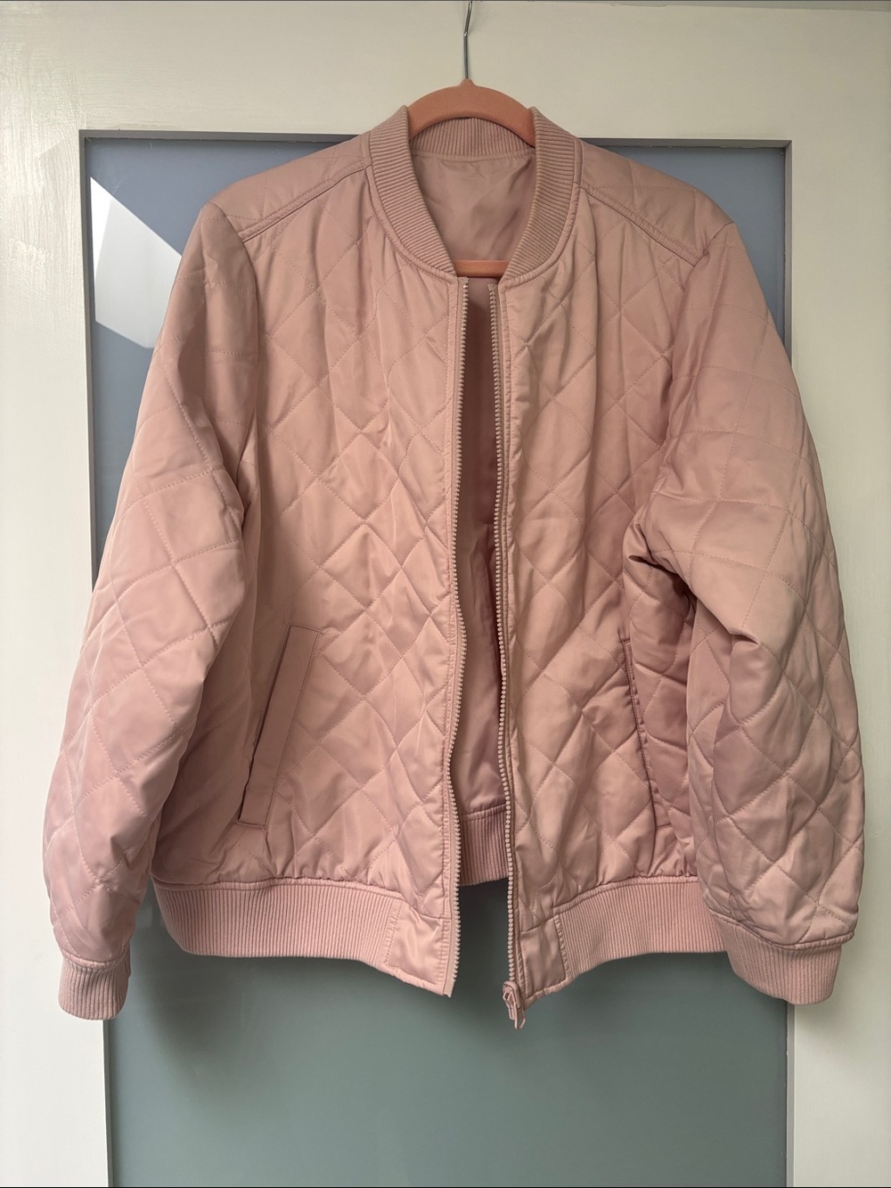 Marks & Spencer Quilted Bomber Jacket in Blush Pink